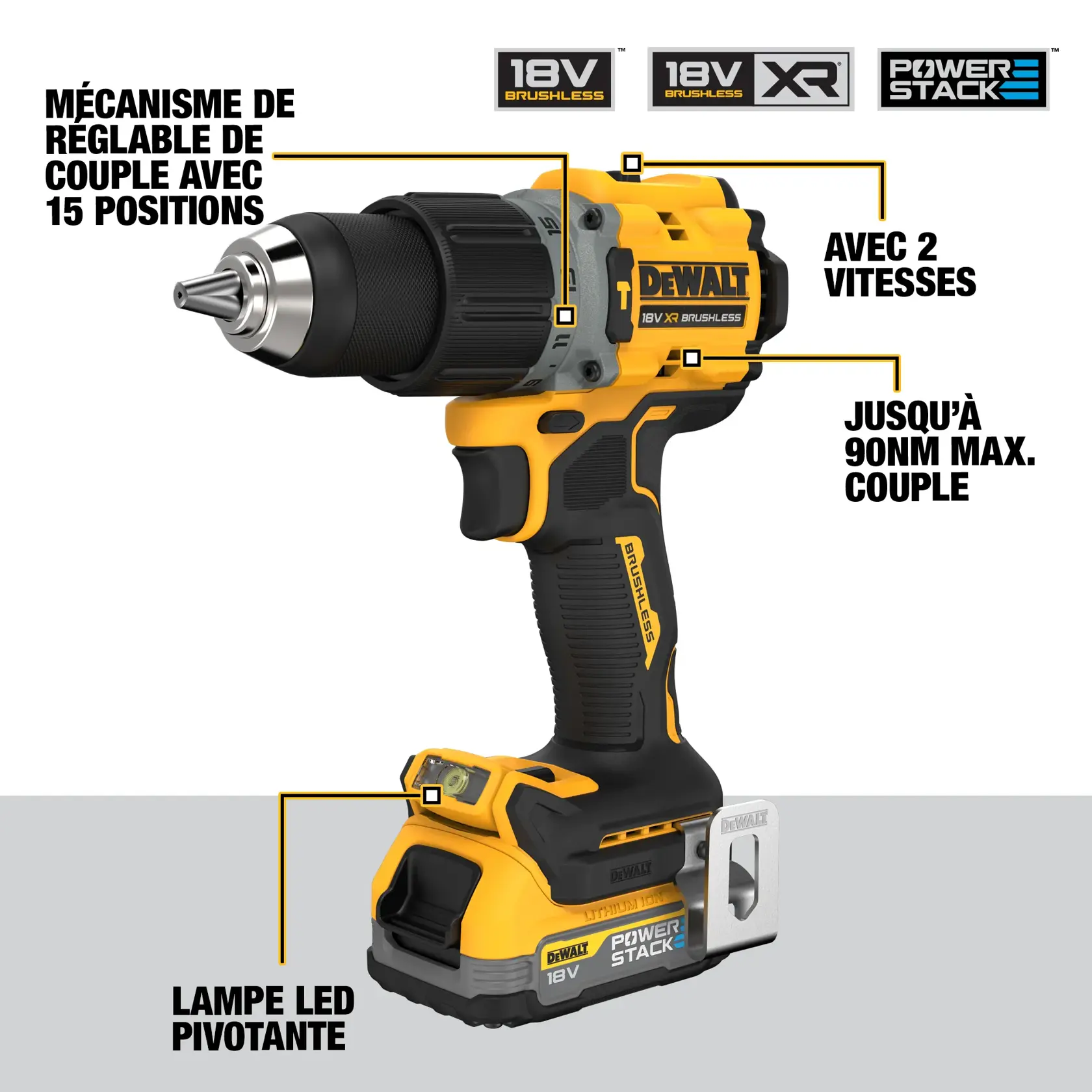 Perceuse-visseuse percussion compacte XR 18V 1,7 Ah Li-ion brushless - POWERSTACK™