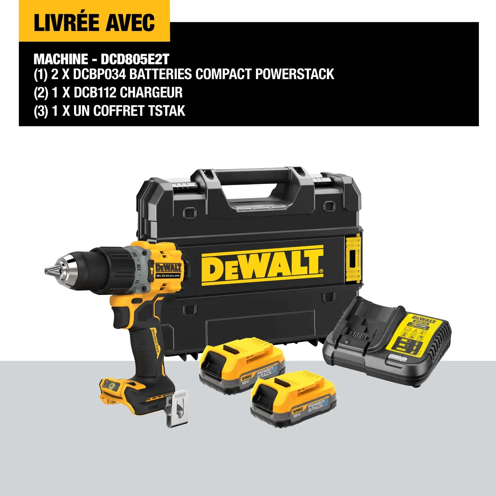 Perceuse-visseuse percussion compacte XR 18V 1,7 Ah Li-ion brushless - POWERSTACK™