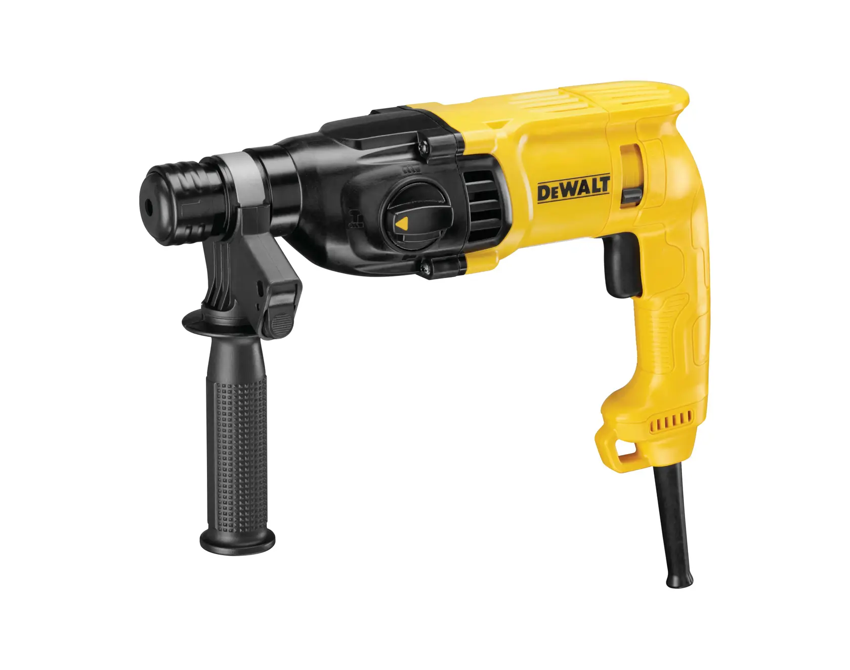 Perforateur DEWALT jaune noir, vue latérale, SKU D25033 D25033K D25033K-QS D25033-QS D25033K-GB.