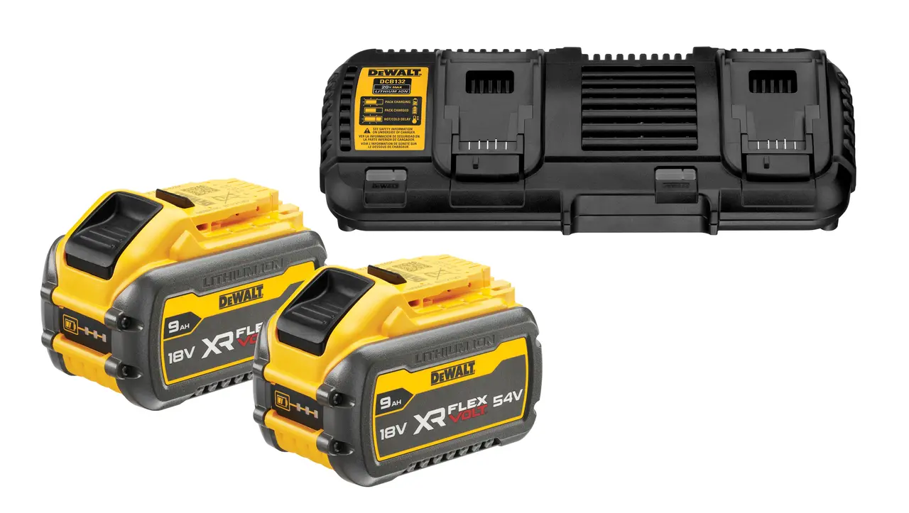 Pack 2 batteries XR FLEXVOLT 18V/54V 9 Ah/3 Ah Li-ion + chargeur double