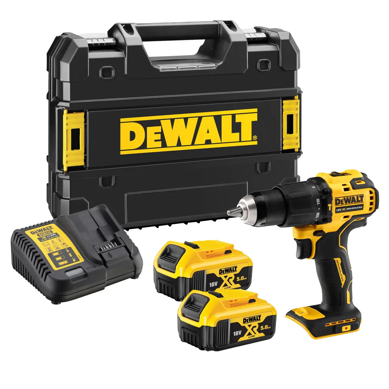 Perceuse-visseuse à percussion compacte XR 18V 5 Ah Li-ion brushless - Mandrin métal