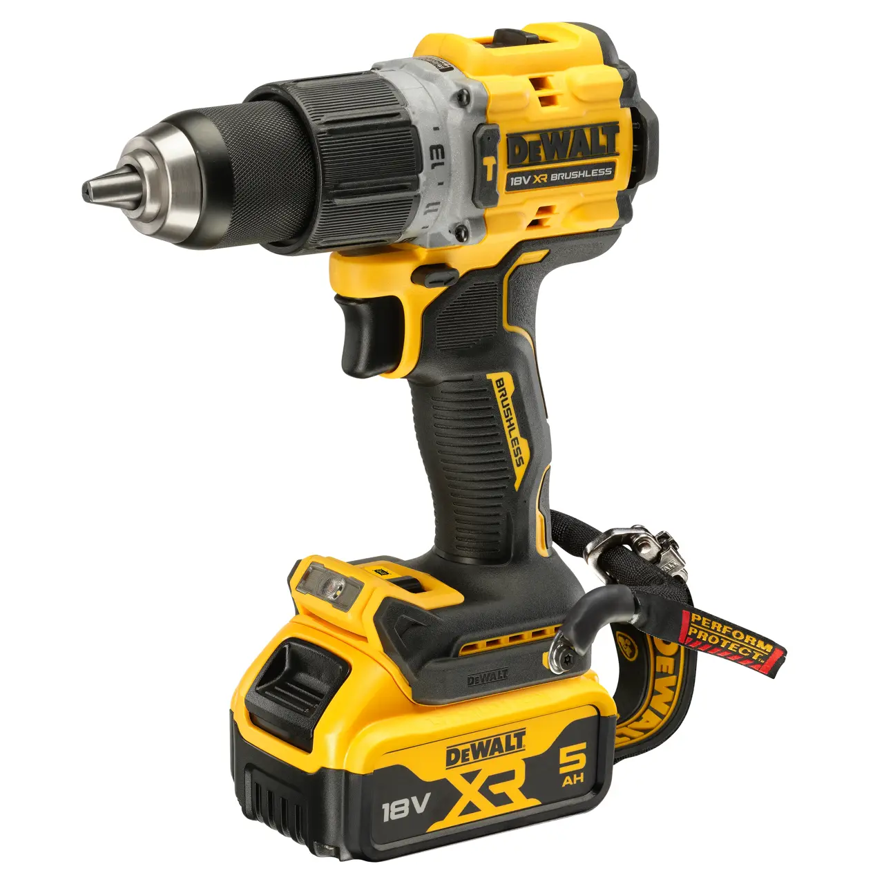 Perceuse-visseuse à percussion compacte XR 18V 5 Ah Li-ion brushless - lanière de sécurité