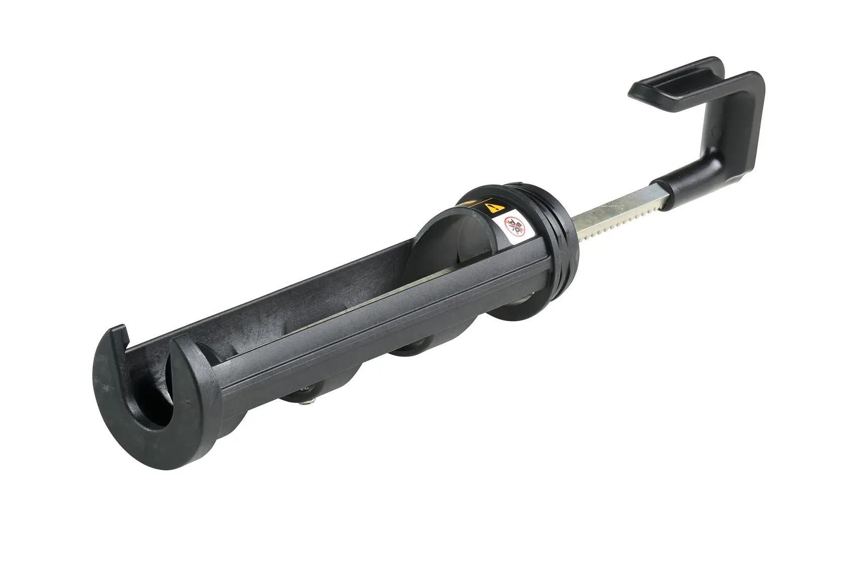 Support pour pistolet à mastic DEWALT noir, conçu pour maintenir le tube lors de l'application.