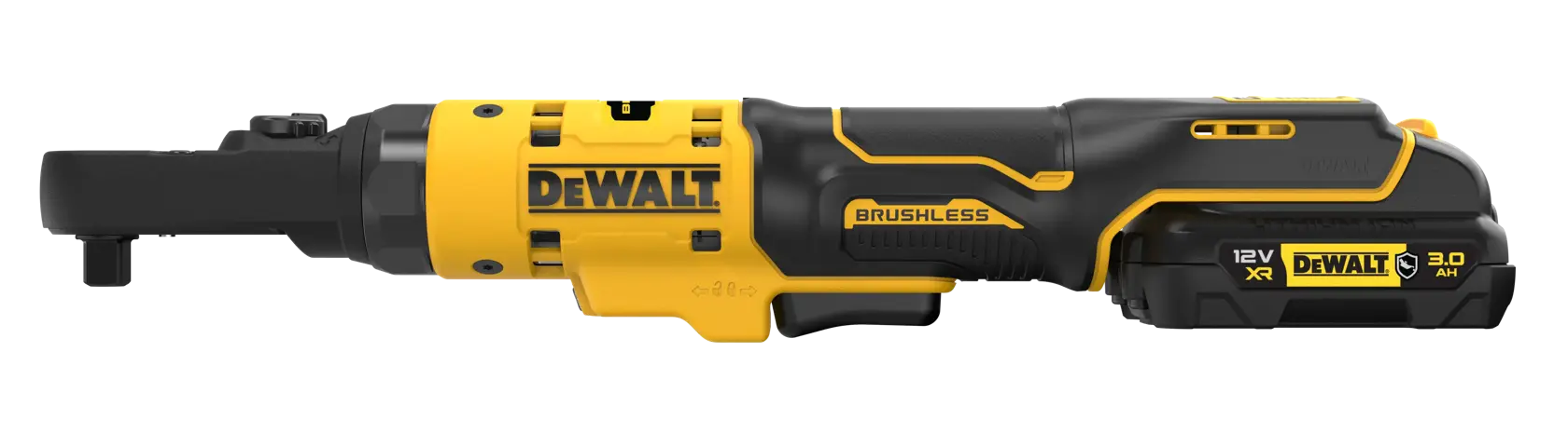 Clé à cliquet XR 12V 3 Ah Li-ion brushless - Têtes interchangeables 1/4", 3/8" et porte-embout hexagonal 1/4" - Pack "GFN"