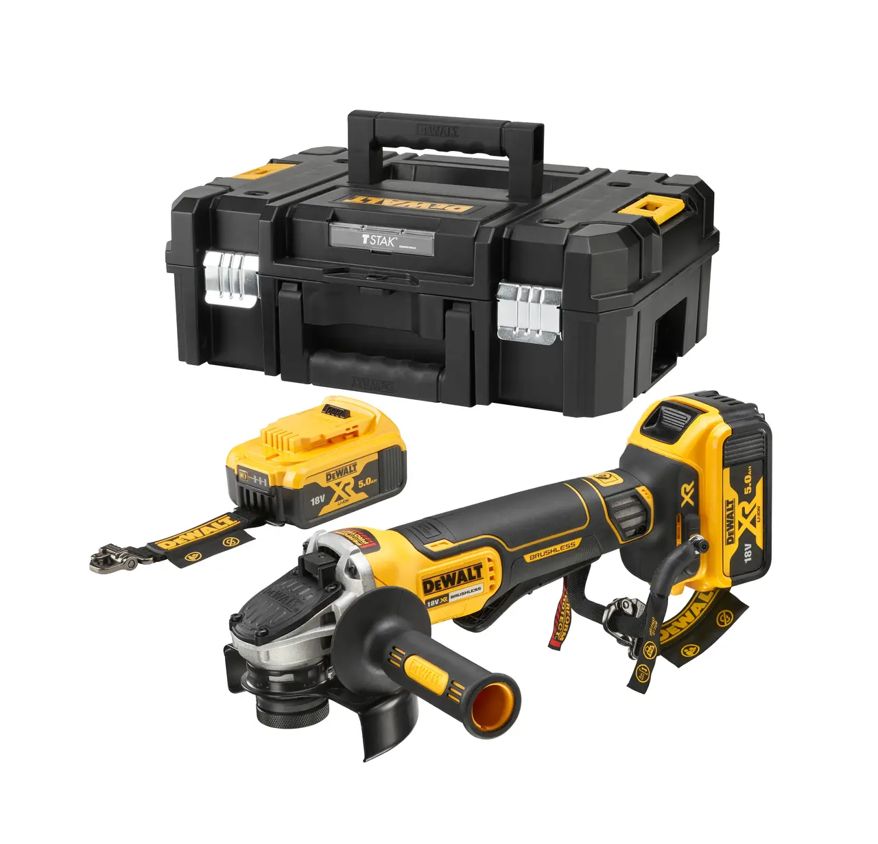 Meuleuse 125 mm XR 18V brushless - interrupteur à palette - lanière de sécurité