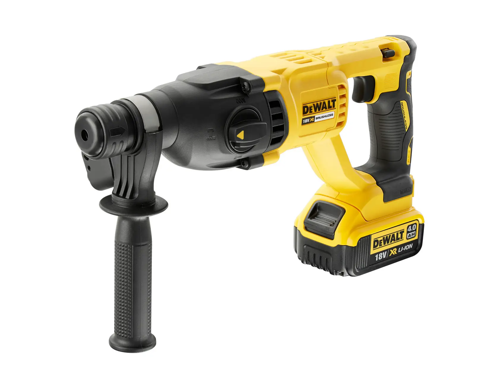 Logo DEWALT centré sur un fond blanc.