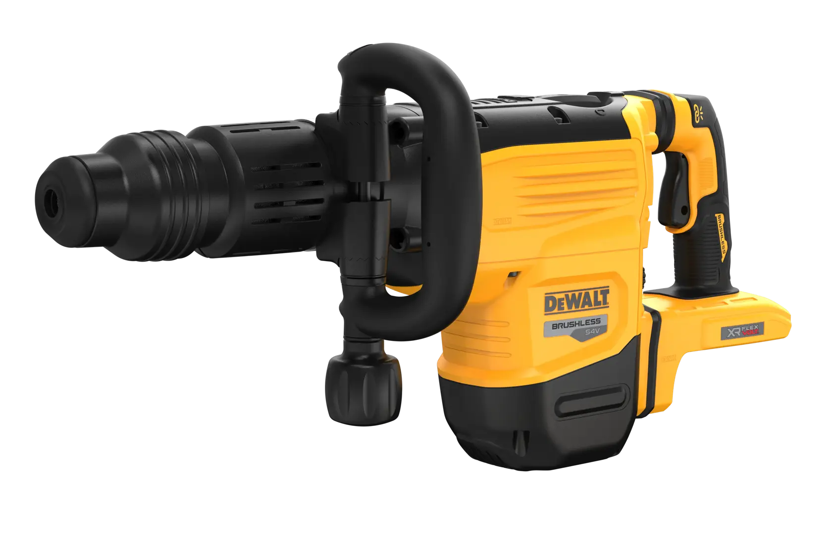 Perforateur sans fil DEWALT jaune et noir DCH892N avec poignée latérale, destiné aux travaux de construction.