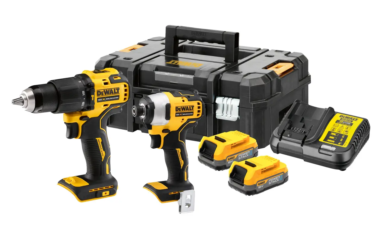 Kit 2 outils XR 18V 1,7 Ah Li-ion brushless POWERSTACK - perceuse-visseuse à percussion DCD709 - visseuse à chocs DCF809