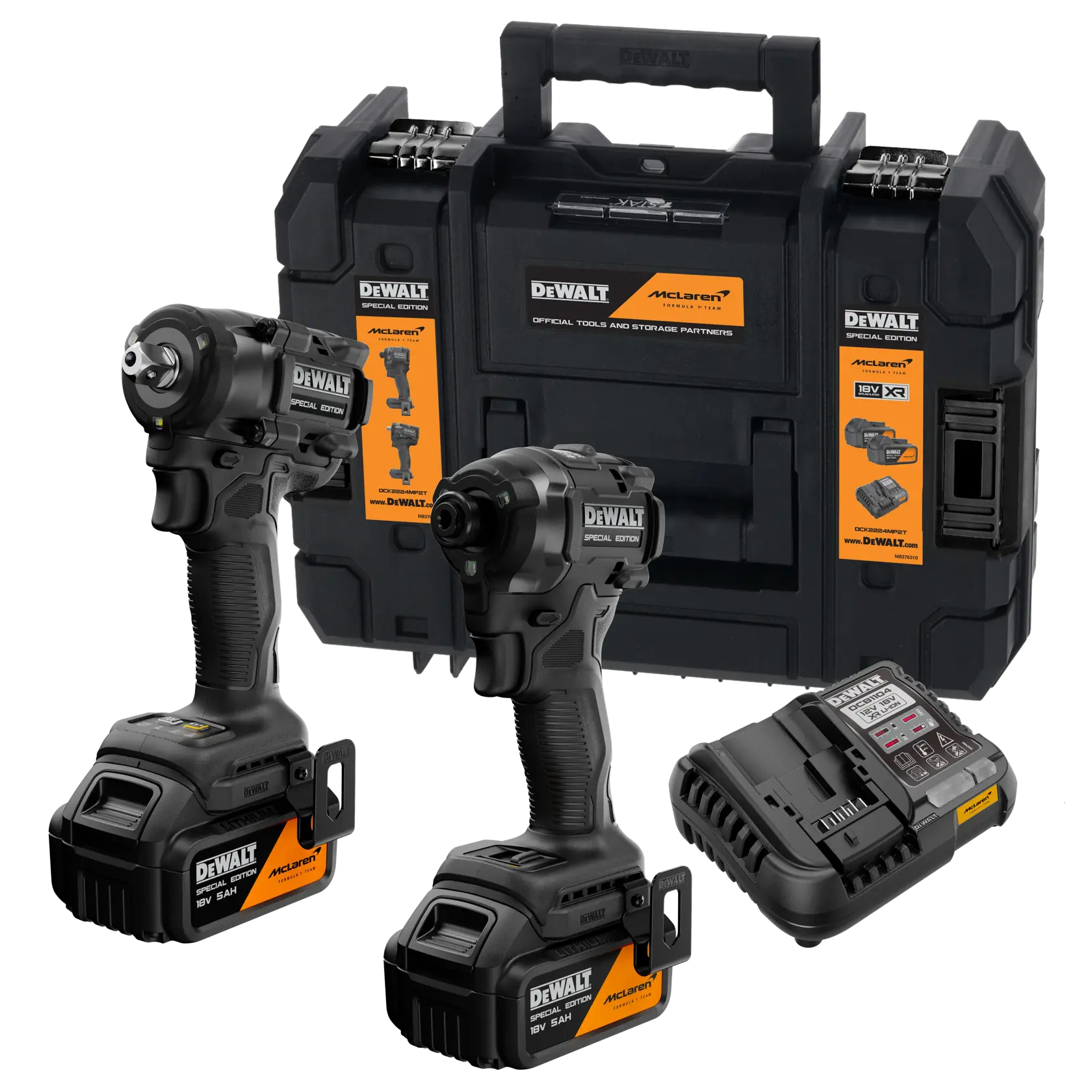 Kit DEWALT DCK2224MP2T-QW, DCK2224MP2T : deux perceuses noires, chargeur, valise. Edition spéciale.