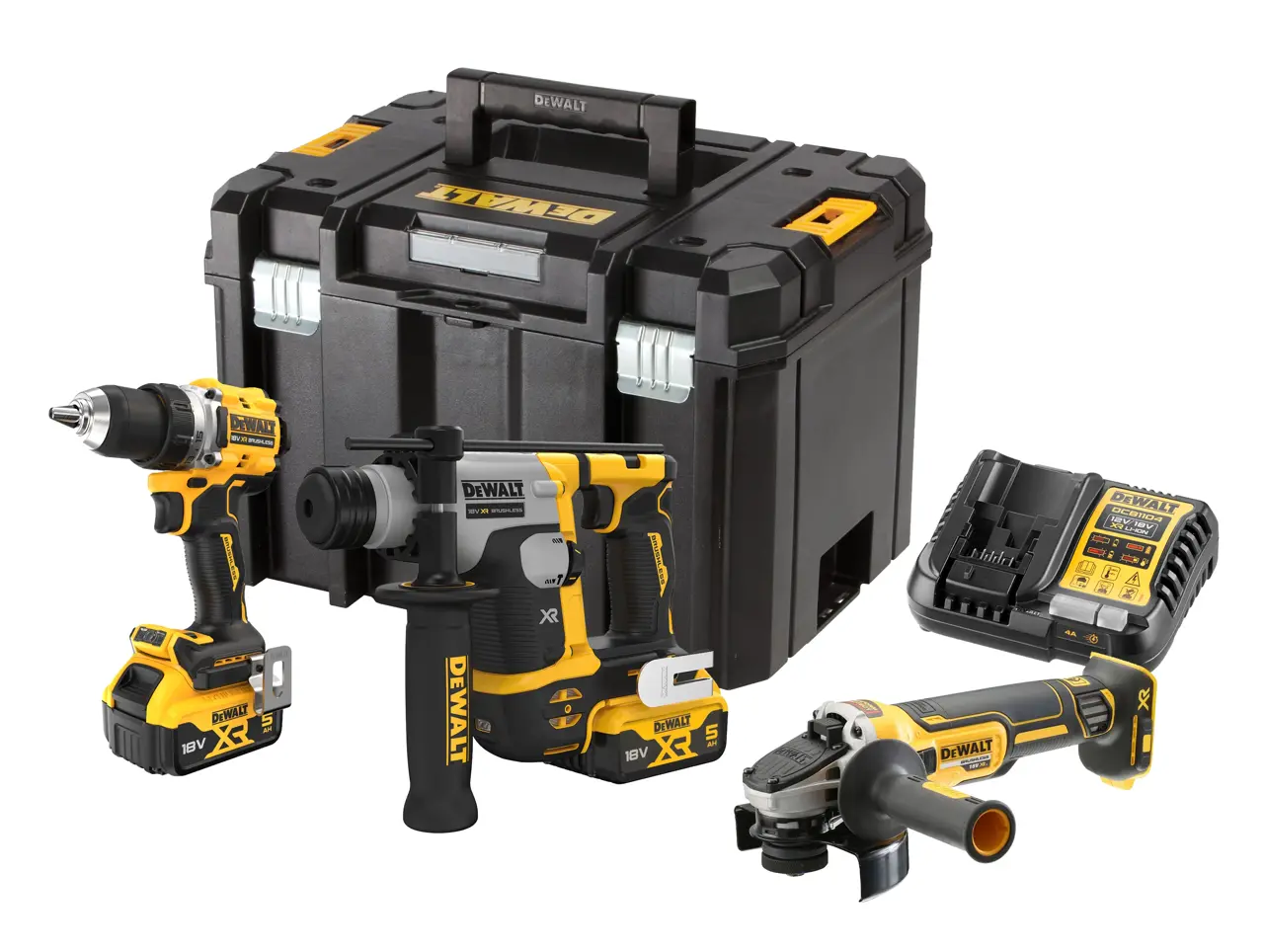 Kit 3 outils XR 18V 5 Ah Li-ion brushless - perceuse-visseuse DCD800 - Perforateur SDS-Plus DCH172 - meuleuse 125 mm DCG405