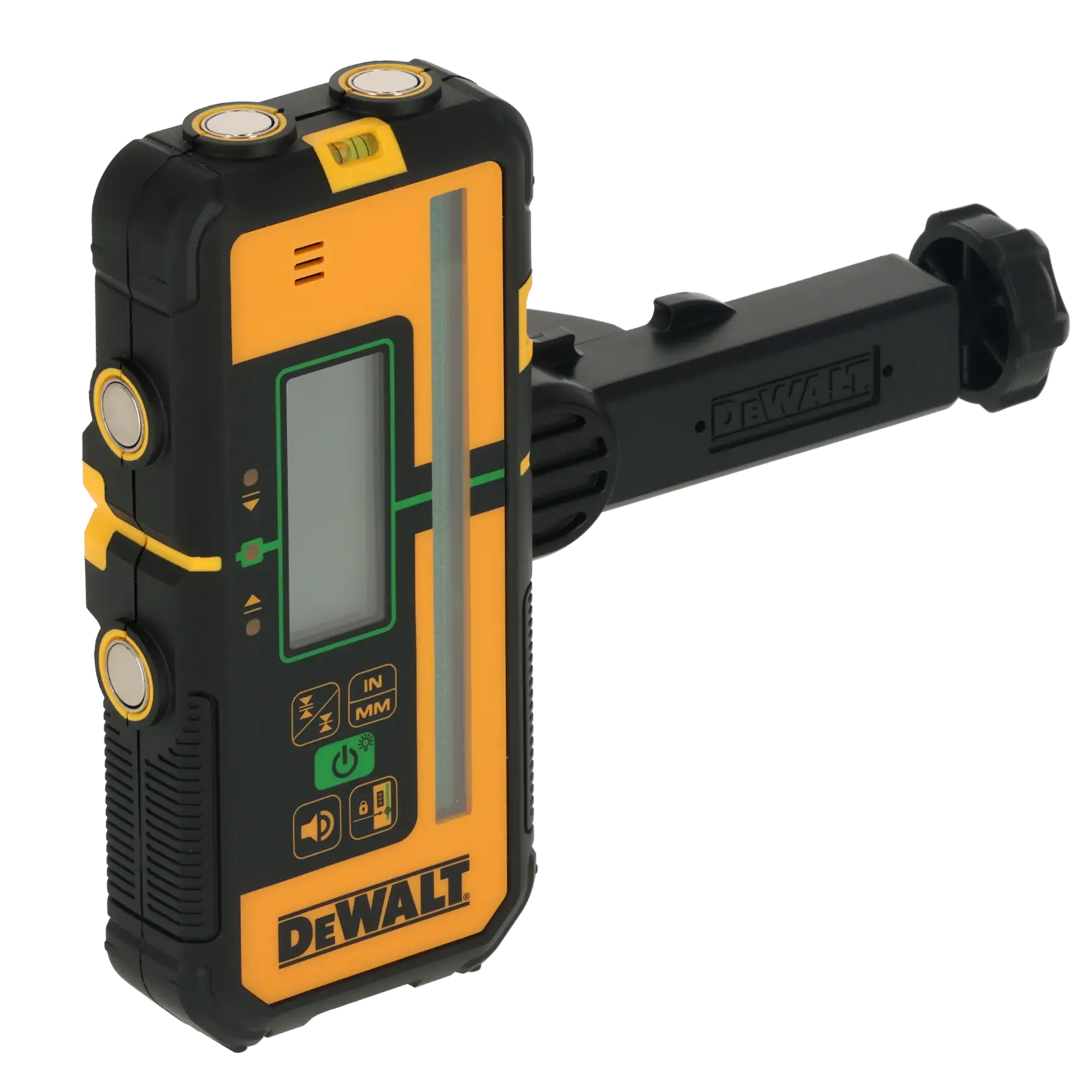 Outil photo DEWALT DCLE15221G-QW, DCLE15221G avec écran et bras de fixation.