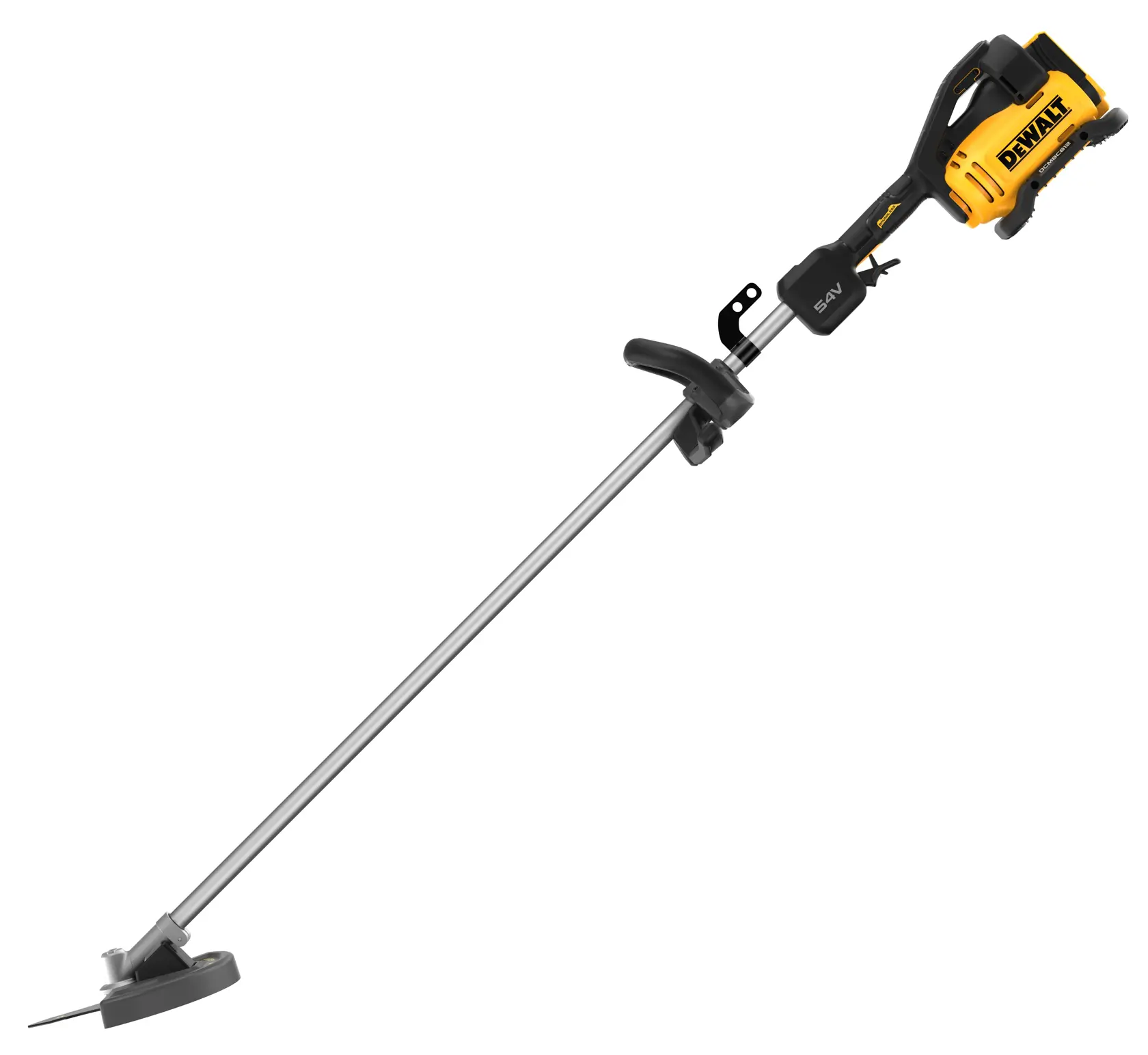 Taille-bordure sans fil DEWALT DCMBC812N-XJ et DCMBC812N. Outil de jardin jaune avec manche long.