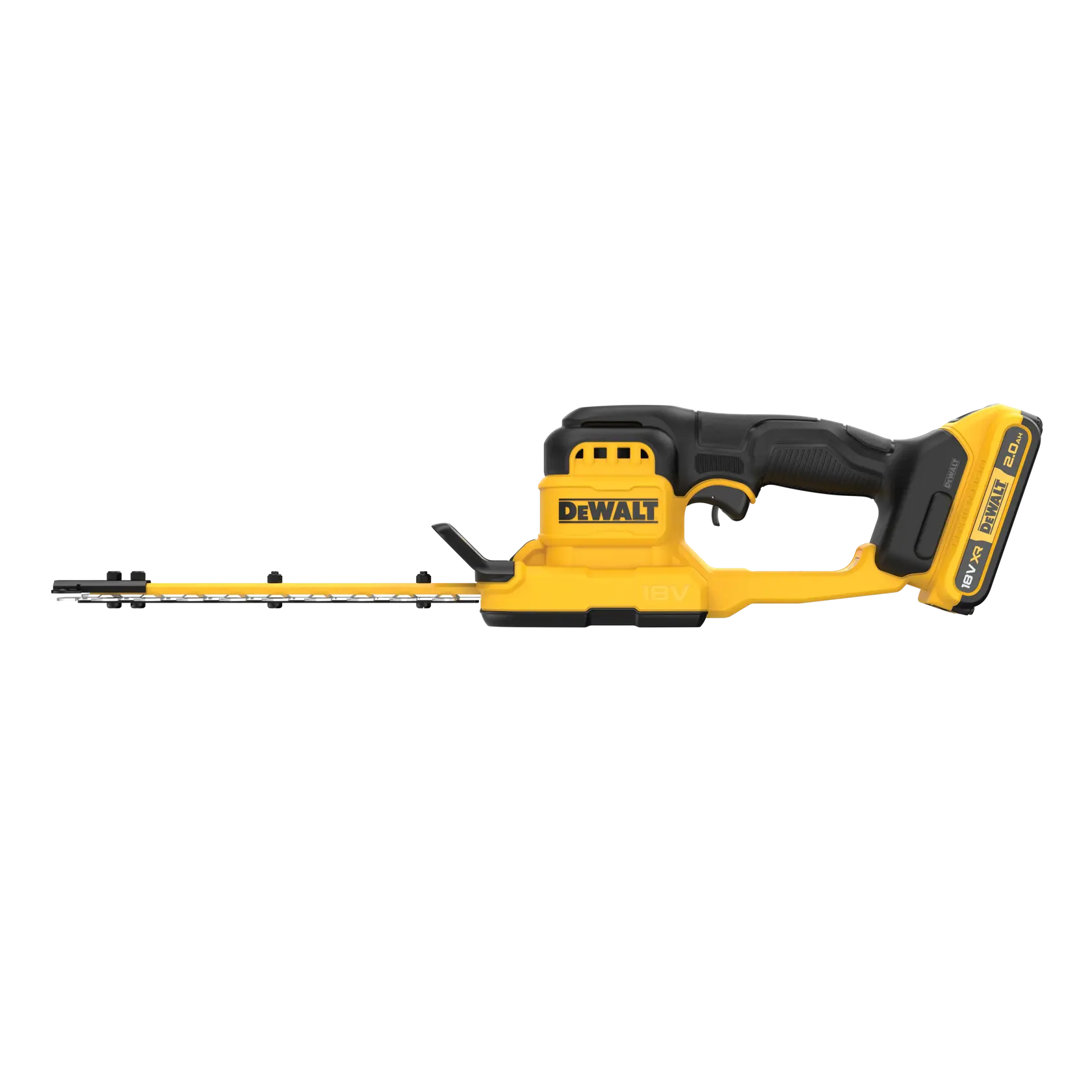 Taille-haie DEWALT DCMHT520D1-QW, DCMHT520D1, outil sans fil jaune-noir affiché.