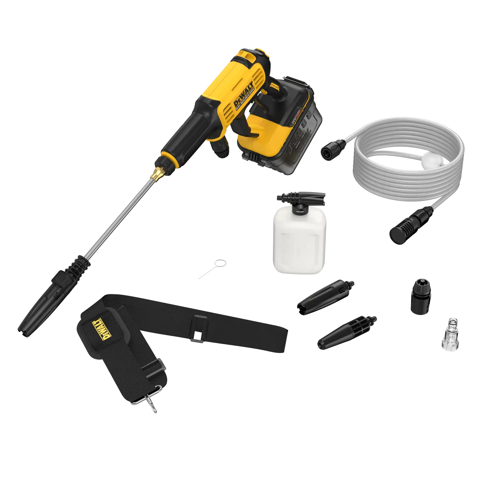 Kit DEWALT DCMPW1000N, DCMPW1000N-XJ laveur portable avec tuyau, buses, sangle et bouteille.