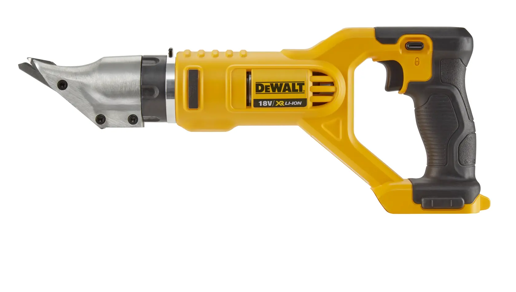 Photo cisaille sans fil DEWALT jaune/noir, vue latérale, SKU DCS491NT-XJ, DCS491NT, catégorie Photographie.