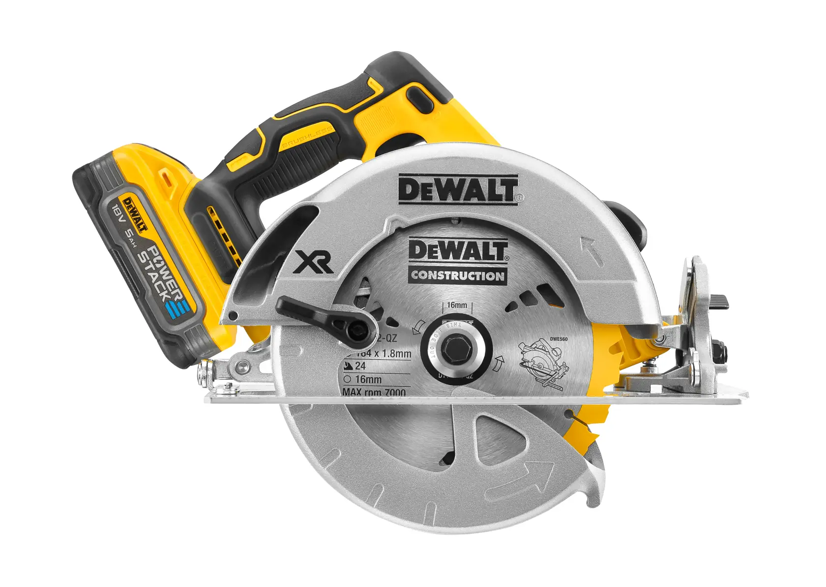 Scie circulaire XR 18V 5 Ah Li-ion brushless 184 mm - POWERSTACK™