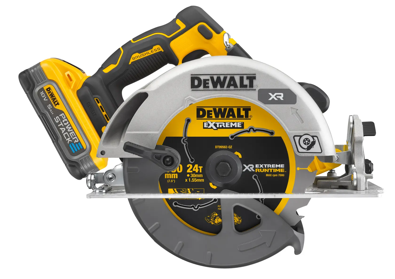 Scie circulaire XR 18V ADVANTAGE 5 Ah Li-ion brushless 190 mm - POWERSTACK™