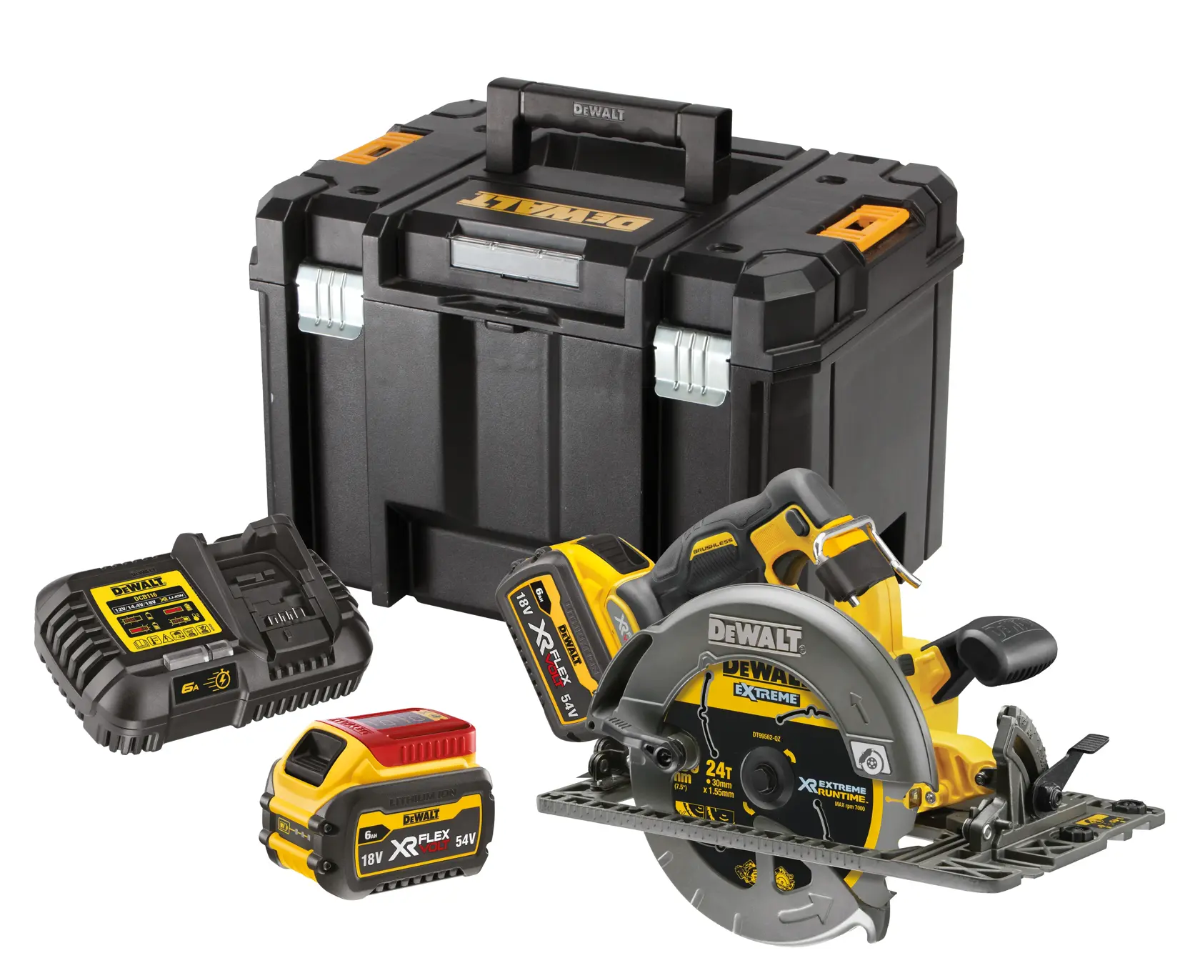 Scie circulaire XR FLEXVOLT 54V 190 mm compatible rail de guidage - 2 batteries 2Ah