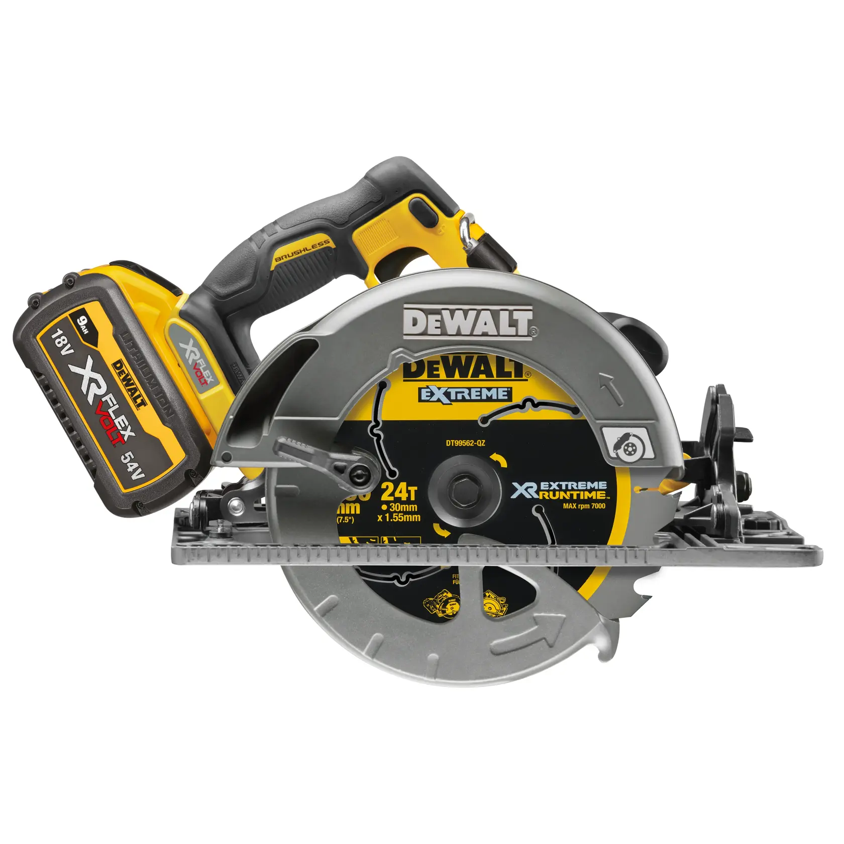 Scie circulaire XR Flexvolt 54V 190 mm compatible rail de guidage - 2 batteries 9Ah