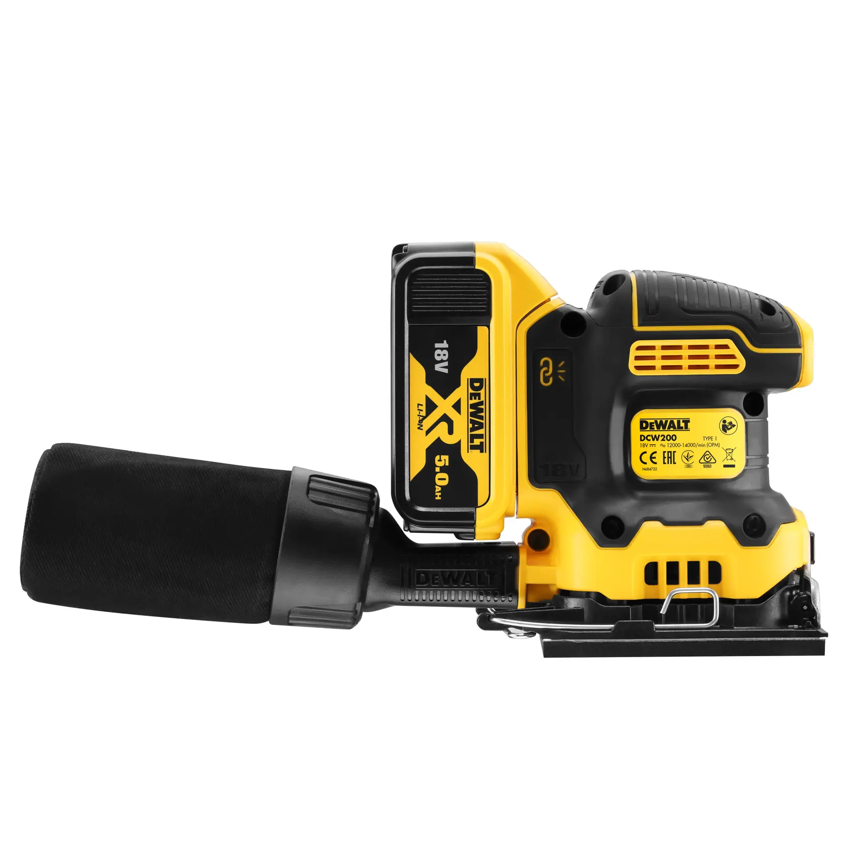Ponceuse 1/4 de feuille XR 18V brushless - 2 batteries 5Ah