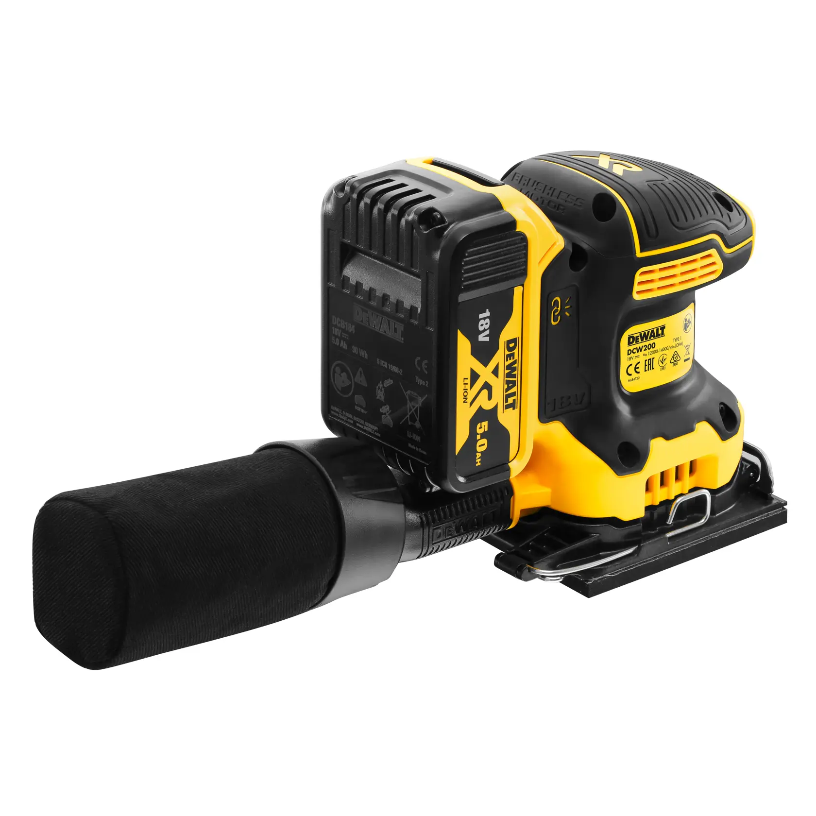 Ponceuse 1/4 de feuille XR 18V brushless - 2 batteries 5Ah
