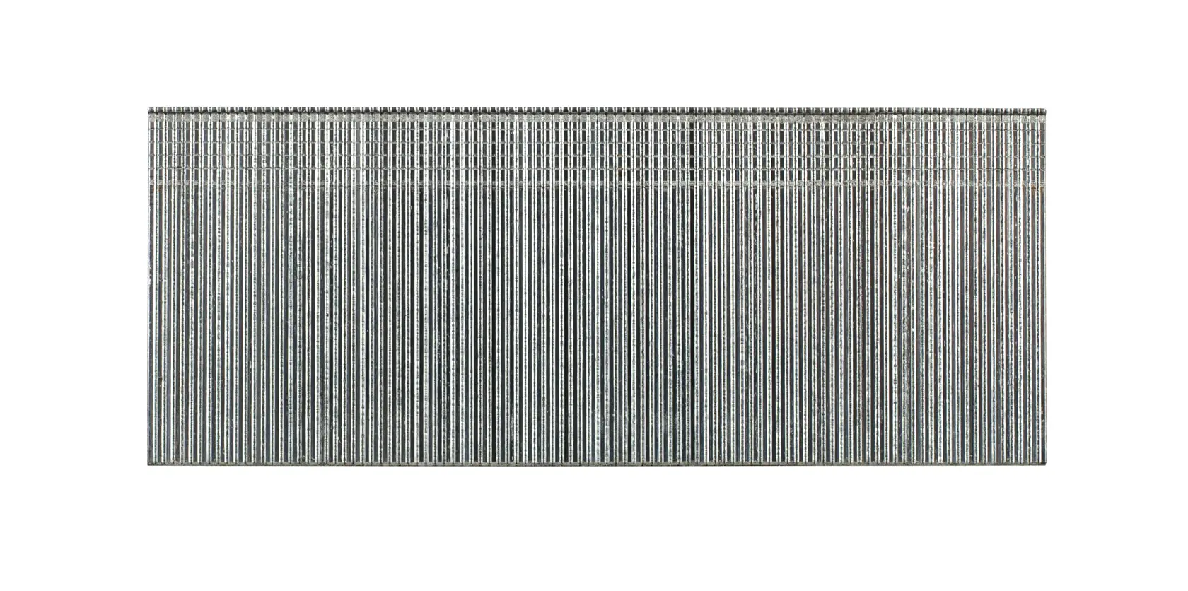 Lot de clous métalliques DEWALT en bande plate pour cloueur, présenté sur fond blanc.