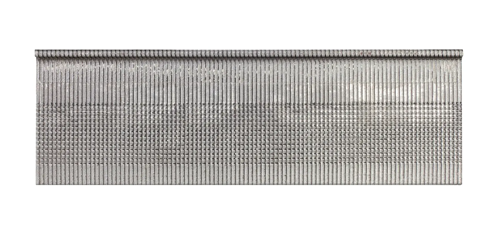 Une pile de clous métalliques DEWALT pour cloueuses, alignés horizontalement.