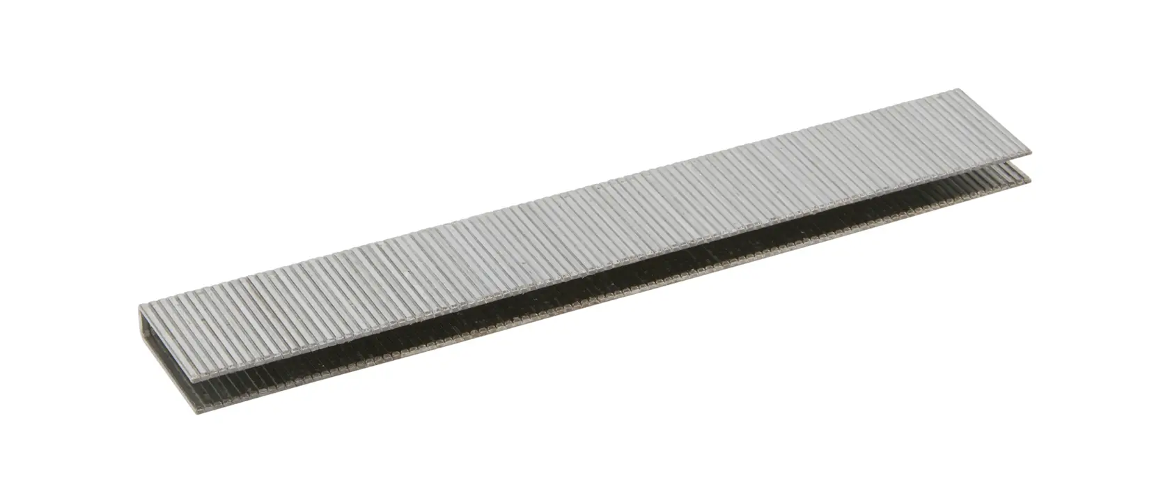 Un paquet de clous DEWALT argentés pour pistolet à clous, présenté sur fond blanc.