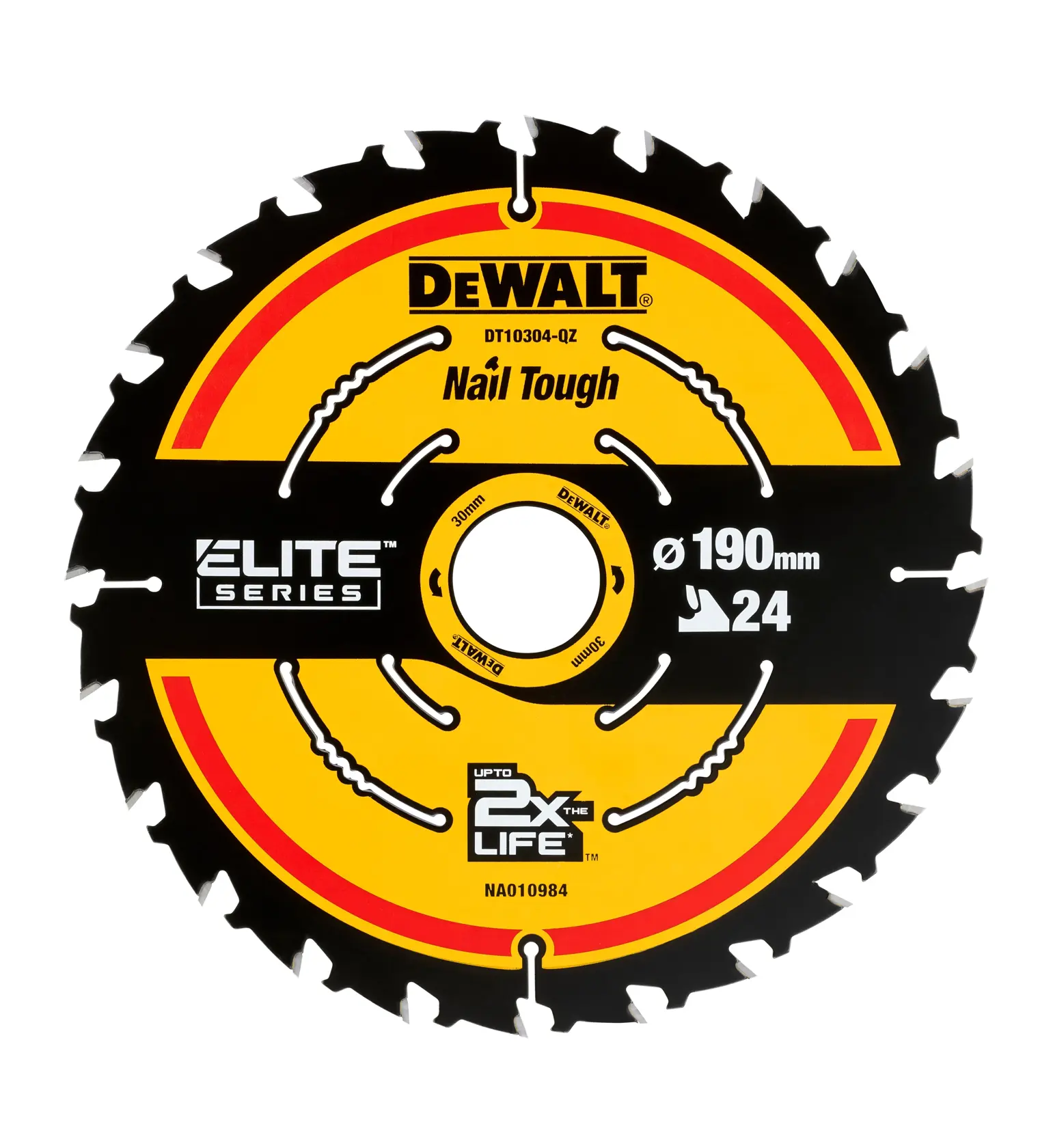 Lame de scie circulaire DEWALT DT10304 190mm 24 dents Elite Series pour bois avec clous.
