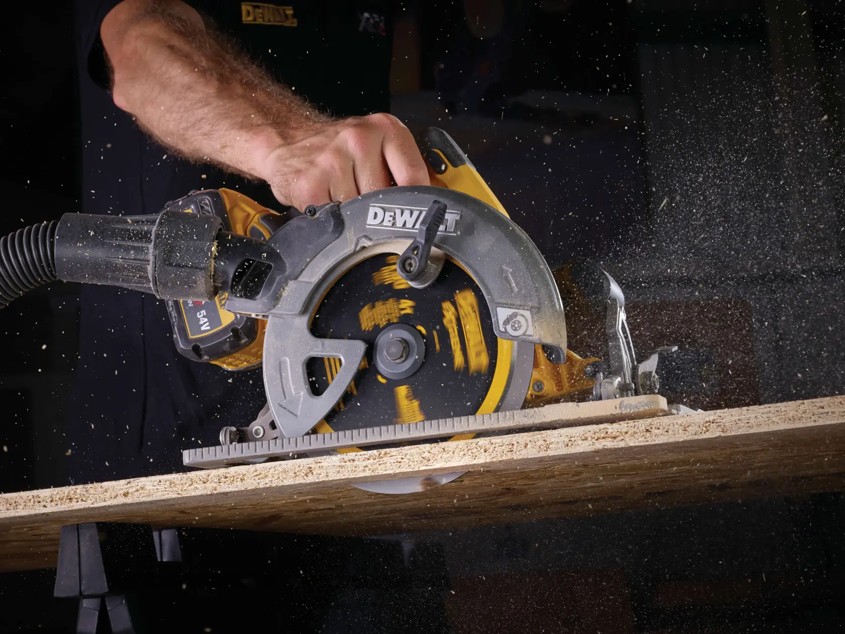 Graphic showing DEWALT XTREME Sub-Compact Series branding with the slogan 'Compact and Performance Packed' on a yellow background.