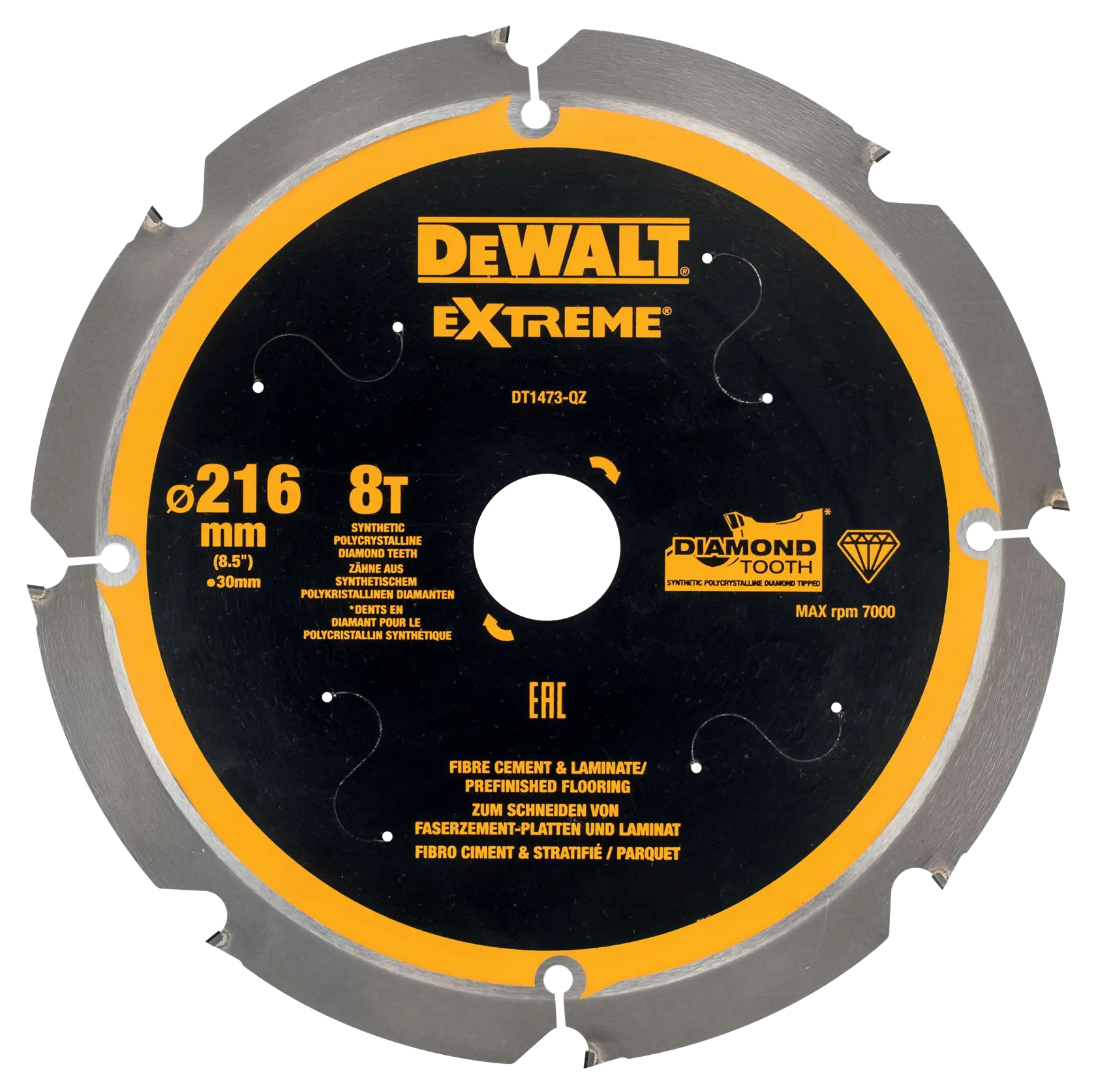 Lame scie diamant DEWALT Extreme DT1473 216mm pour couper le fibro-ciment, stratifié et parquet.