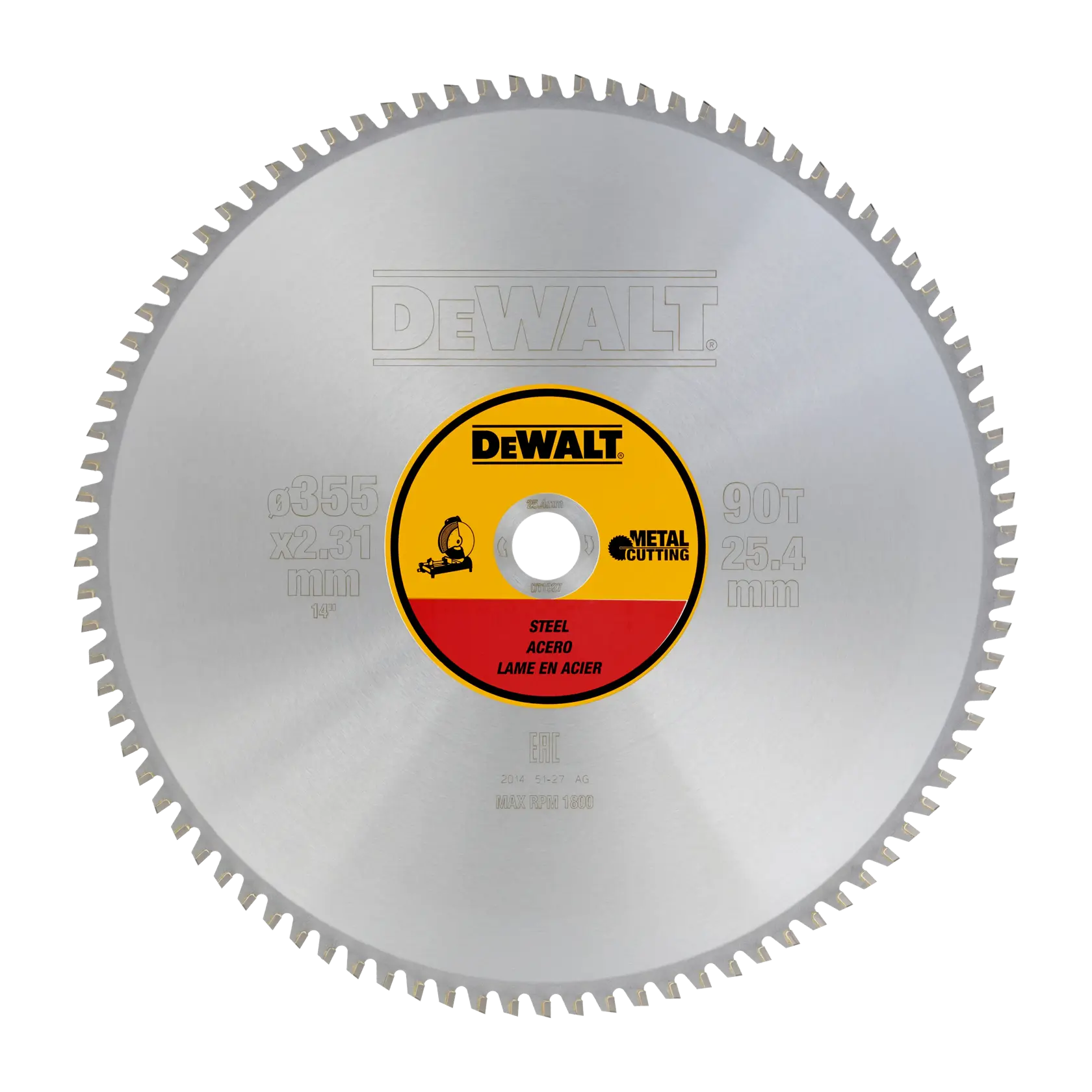 Lame de scie circulaire stationnaire 355 x 25,4 mm, 90 dents, TCG/Métal, angle d'attaque 1,5
