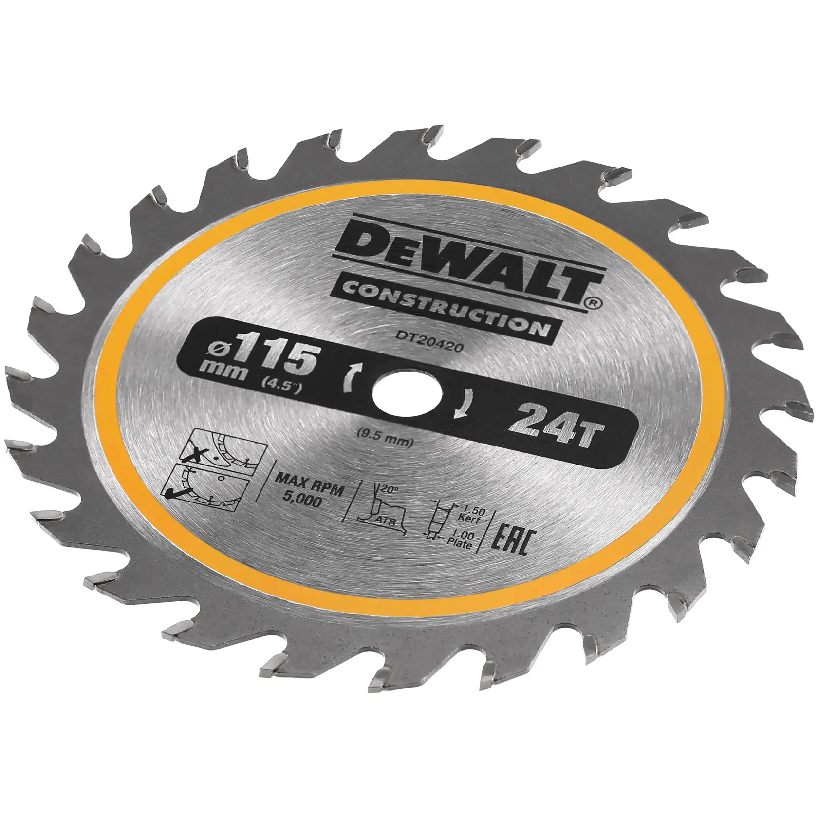 Logo DEWALT centré sur un fond blanc.