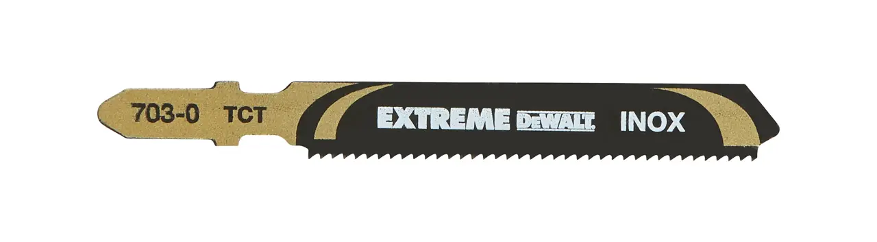Lame pour scie sauteuse au carbure de tungstène, profondeur de coupe < 5 mm, attache en T