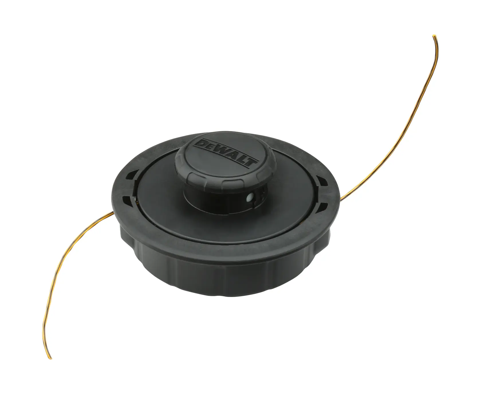 Bobine de fil DeWalt DT20656, DT20656-QZ, plastique noir, vue latérale, photo sur fond blanc.