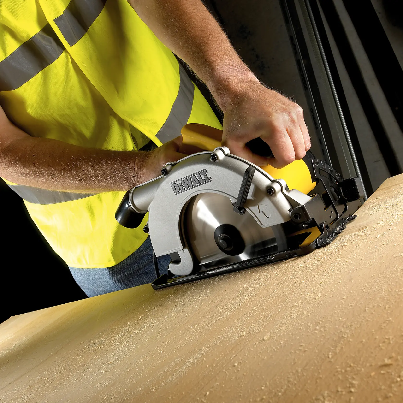 Graphic showing DEWALT XTREME Sub-Compact Series branding with the slogan 'Compact and Performance Packed' on a yellow background.