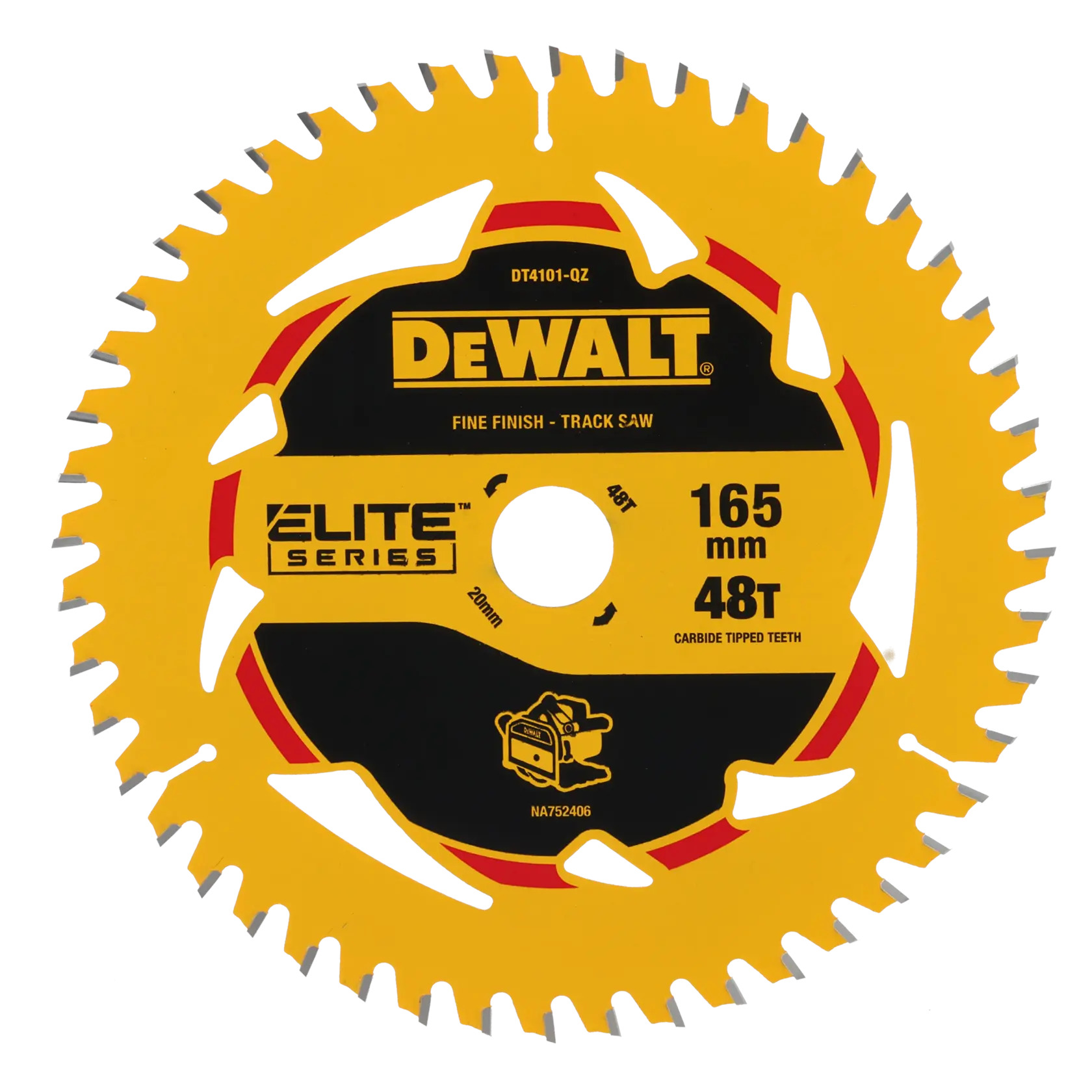 Lame DEWALT Elite 165mm, 48T, finition fine. Codes: DT4101-QZ, DT4101.