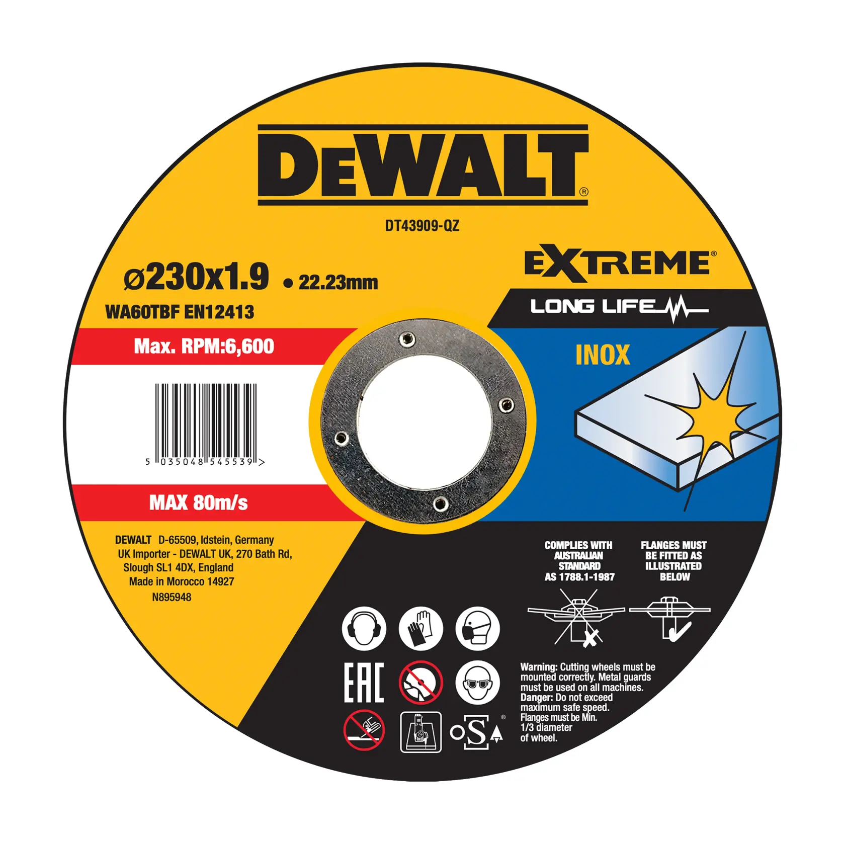 Logo DEWALT centré sur un fond blanc.