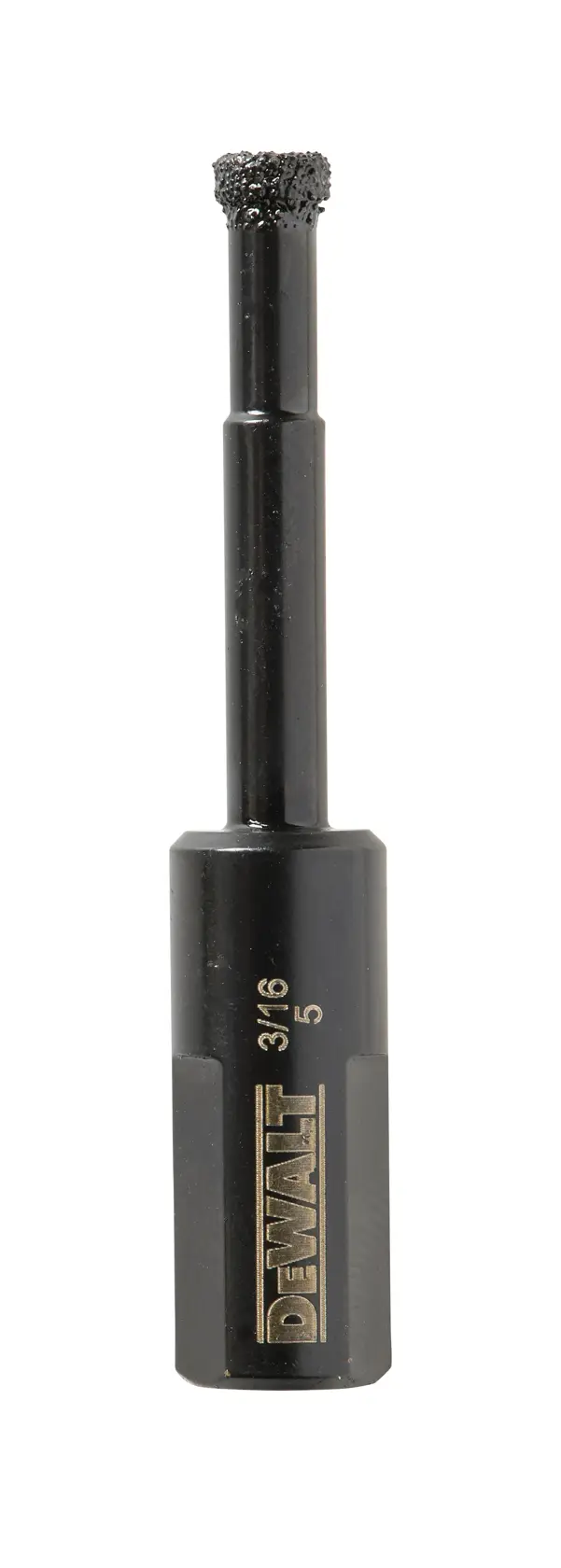 Foret en carbure DEWALT DT6037, noir, cylindrique avec un embout texturé.
