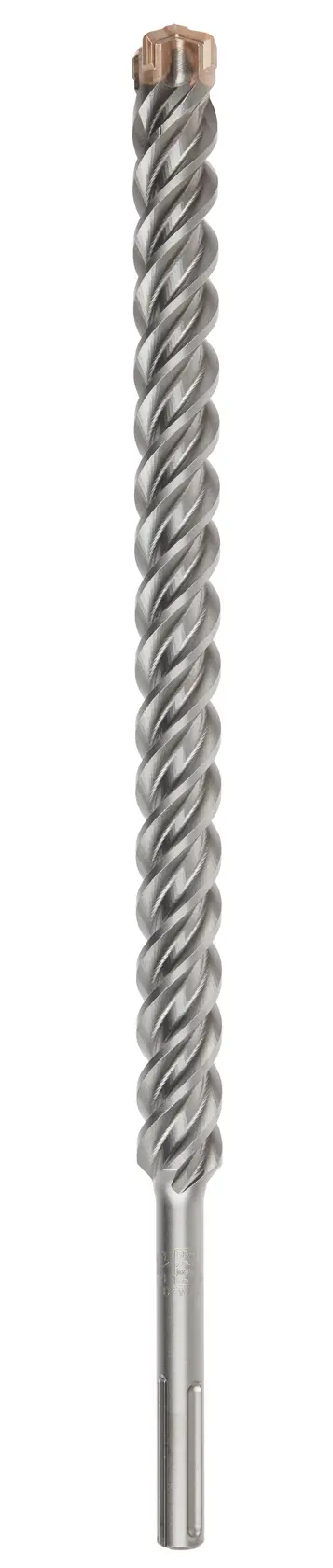 Un foret à maçonnerie DEWALT SDS-Plus unique avec une tige à spirale et une pointe en carbure, conçu pour percer le béton, la pierre ou la maçonnerie.
