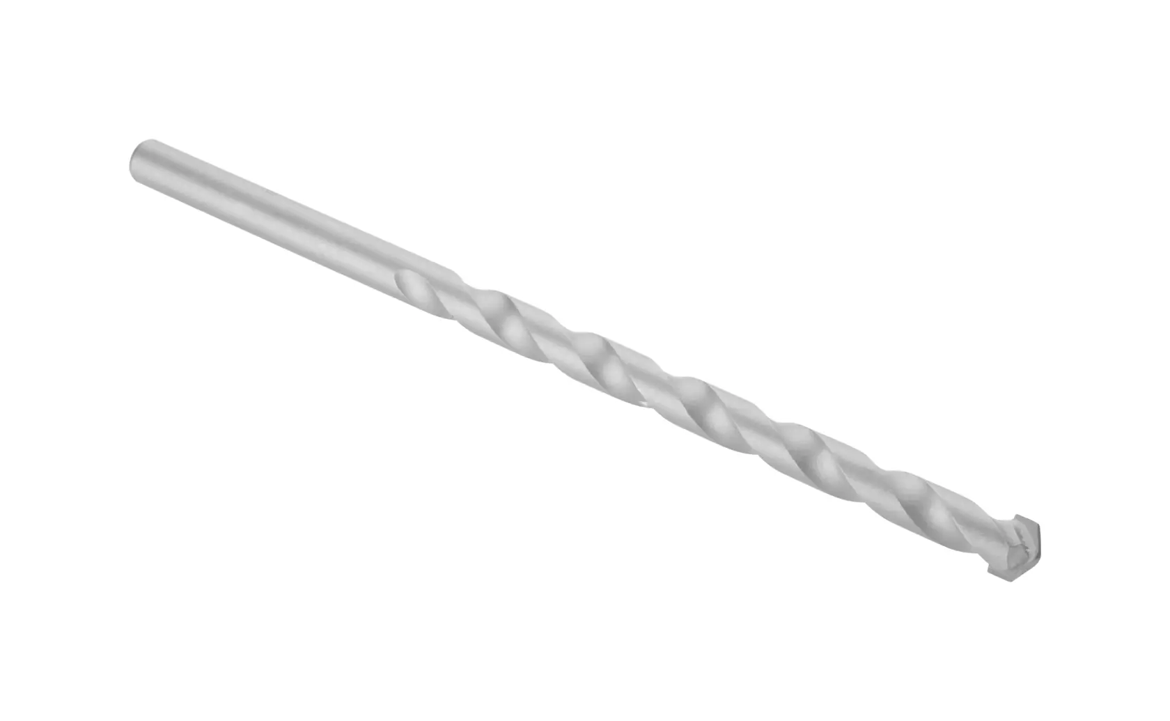 Foret à maçonnerie DEWALT DT6612 argenté avec motif spiralé, présenté sur fond blanc.