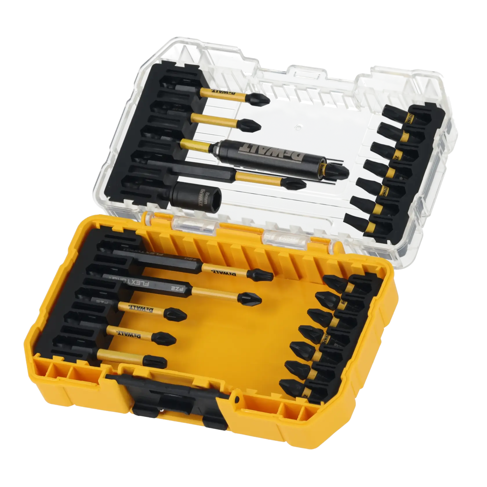 Graphic showing DEWALT XTREME Sub-Compact Series branding with the slogan 'Compact and Performance Packed' on a yellow background.