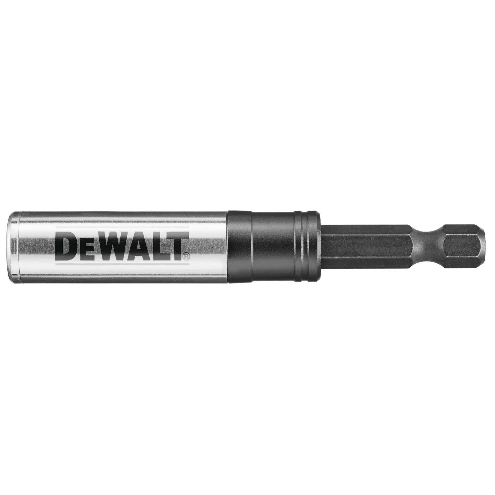 Porte-embouts DEWALT DT7524 en métal avec tige hexagonale pour outils électriques, sur fond blanc.