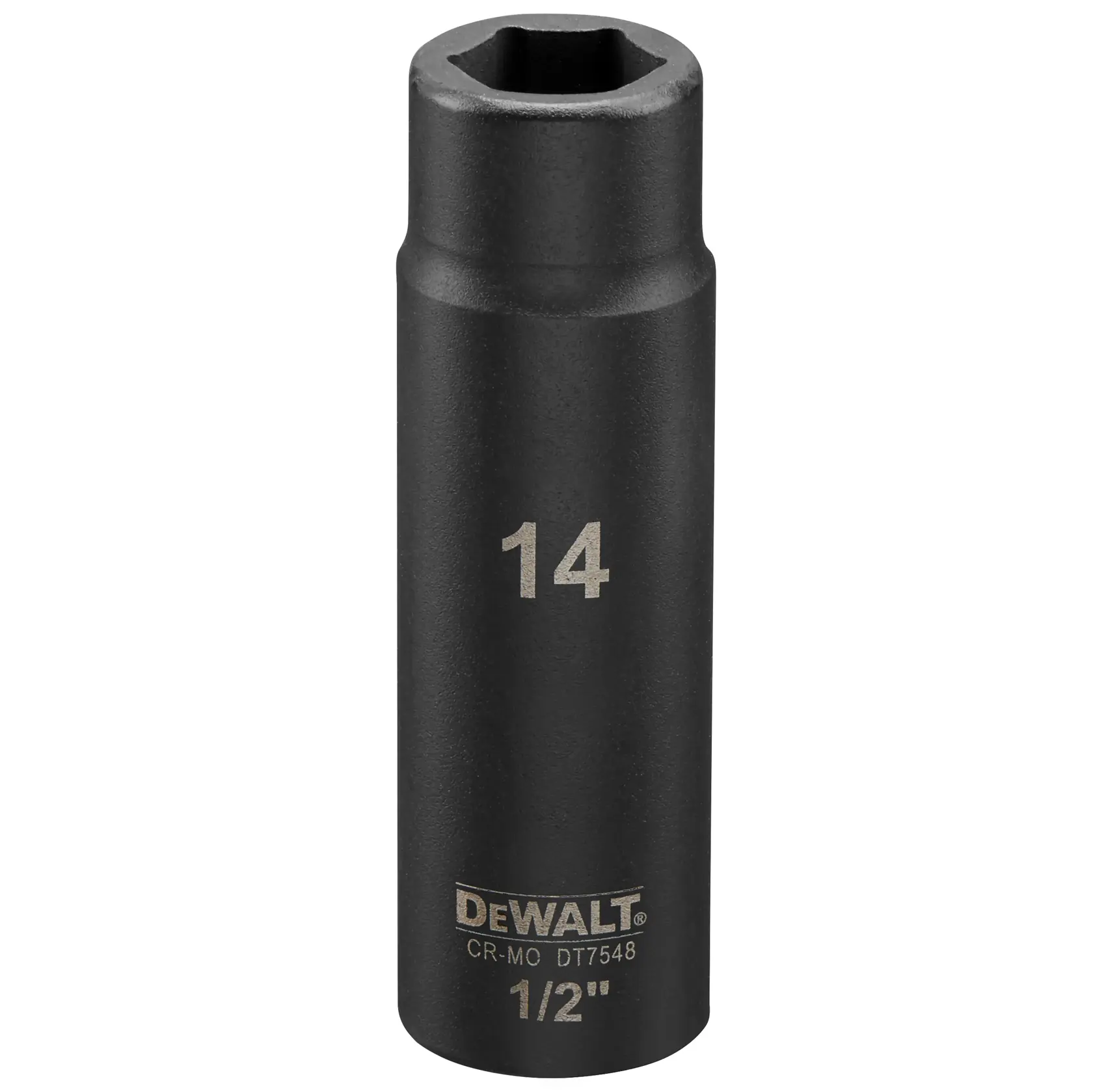 Douille longue à choc DEWALT DT7548, 14mm, 1/2 pouce, finition noire.