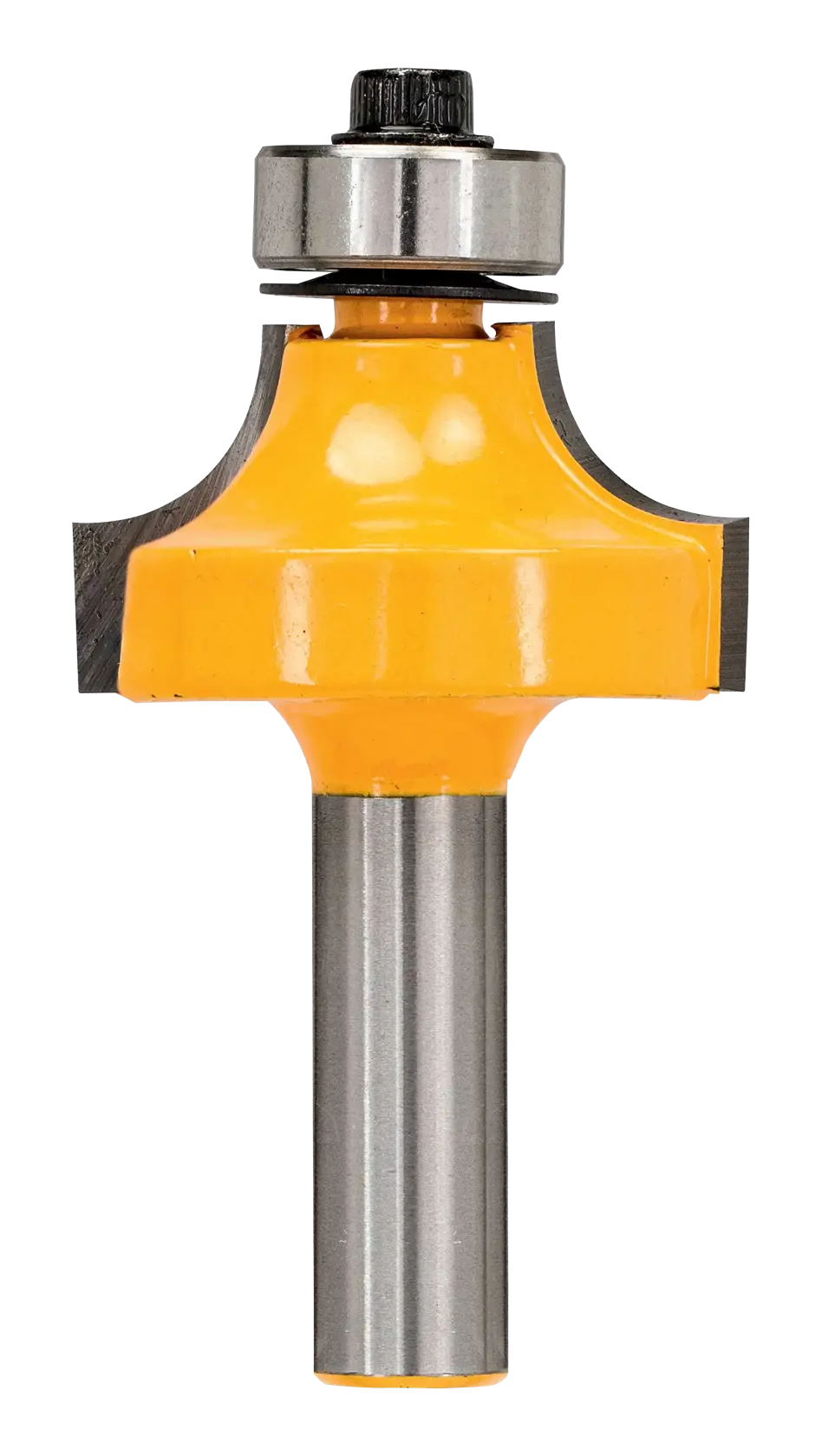 Fraise à défoncer jaune DEWALT avec roulement, pour le bois et la finition des bords.