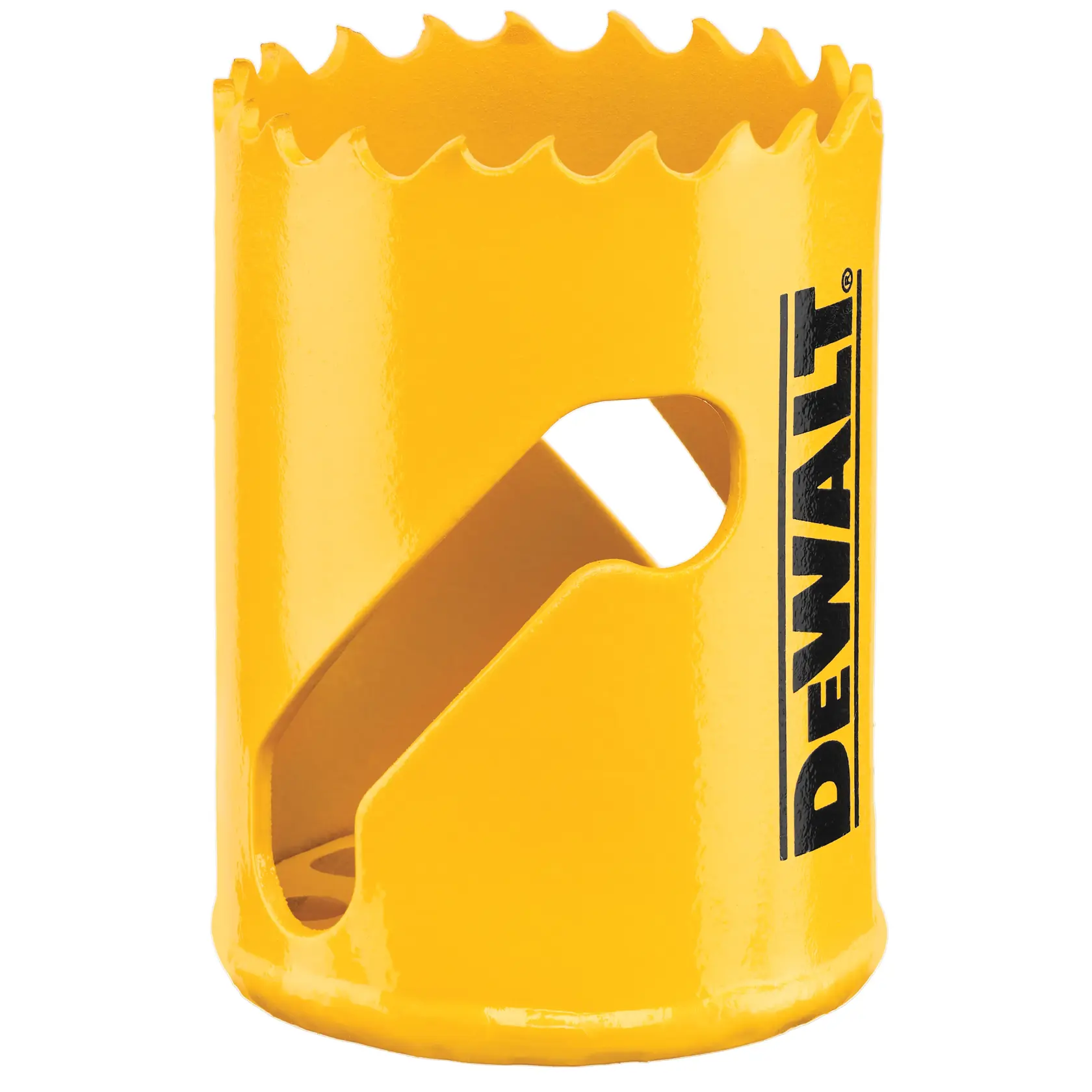 Scie cloche DEWALT jaune DT90312/DT90312-QZ pour photographie. Outil cylindrique à dents tranchantes.
