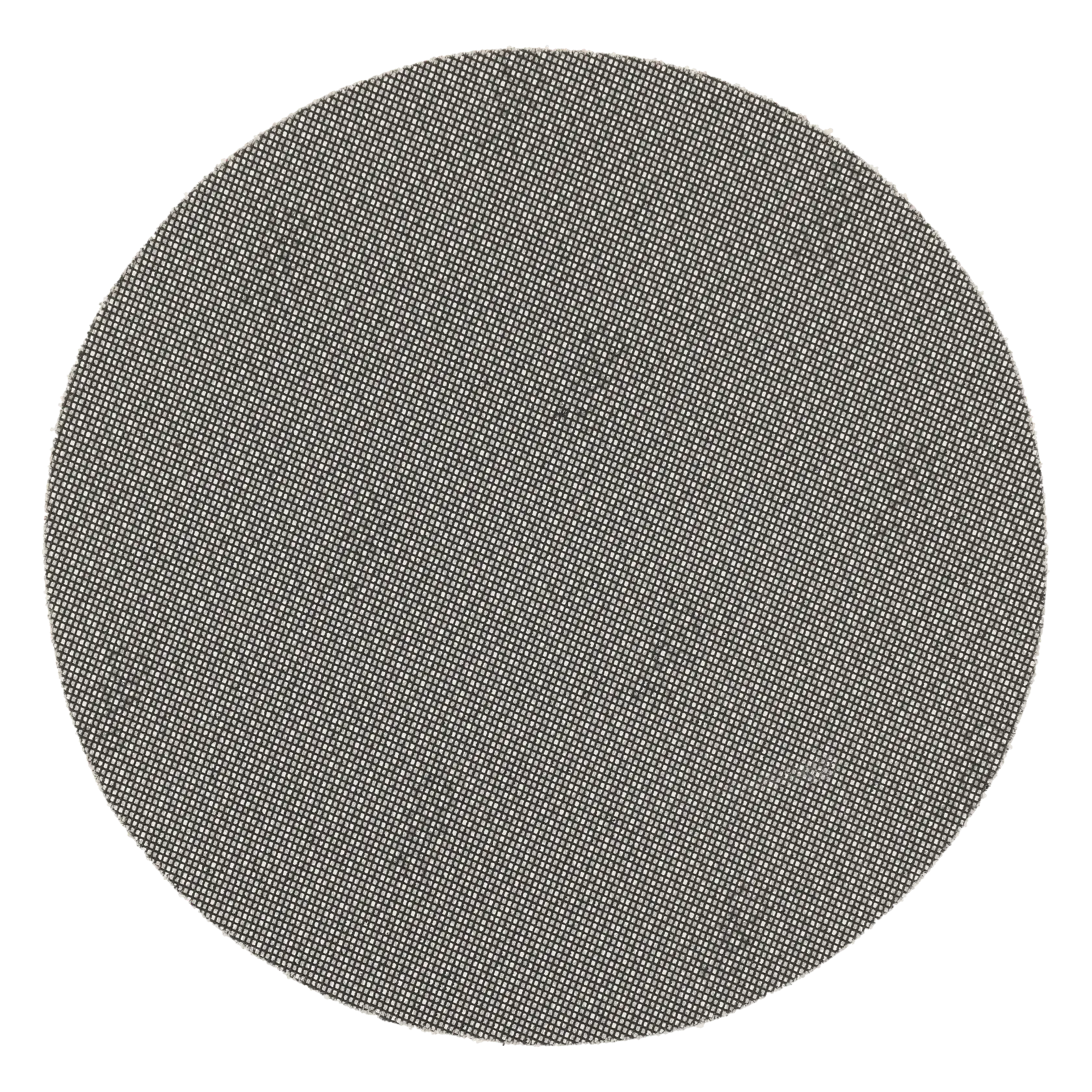 Un disque abrasif rond à texture en maille, présenté sur un fond blanc.