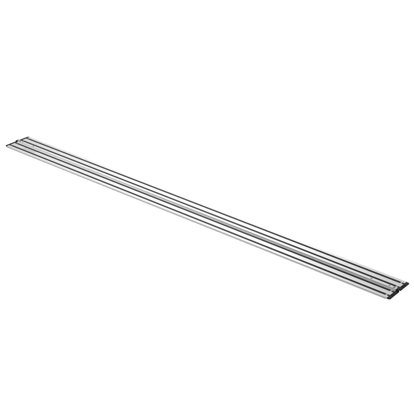 Rail de guidage métallique long pour scies, présenté sur fond blanc.